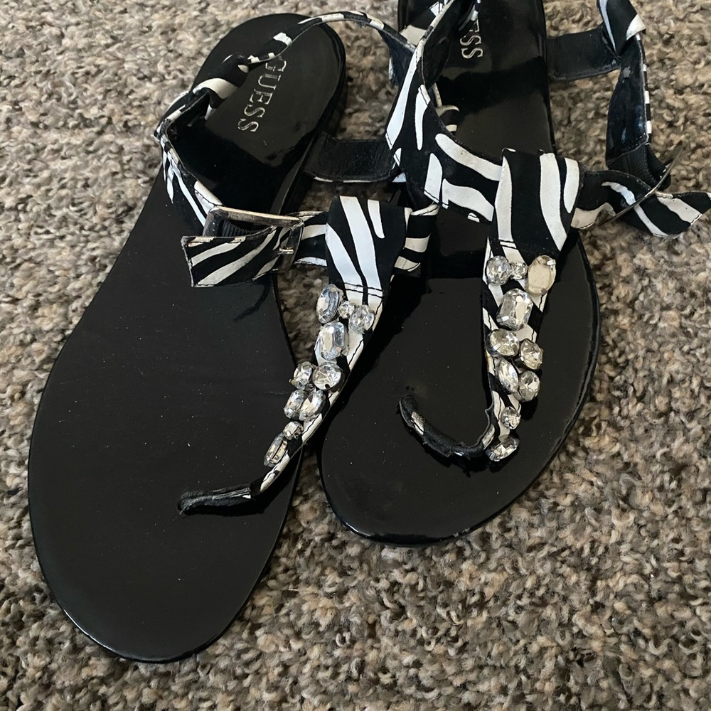 Guess Black and White Women's Sandals